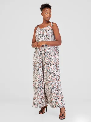 Vivo Maisha Strappy Jumpsuit Cover Up - Black / White Cheetah Print