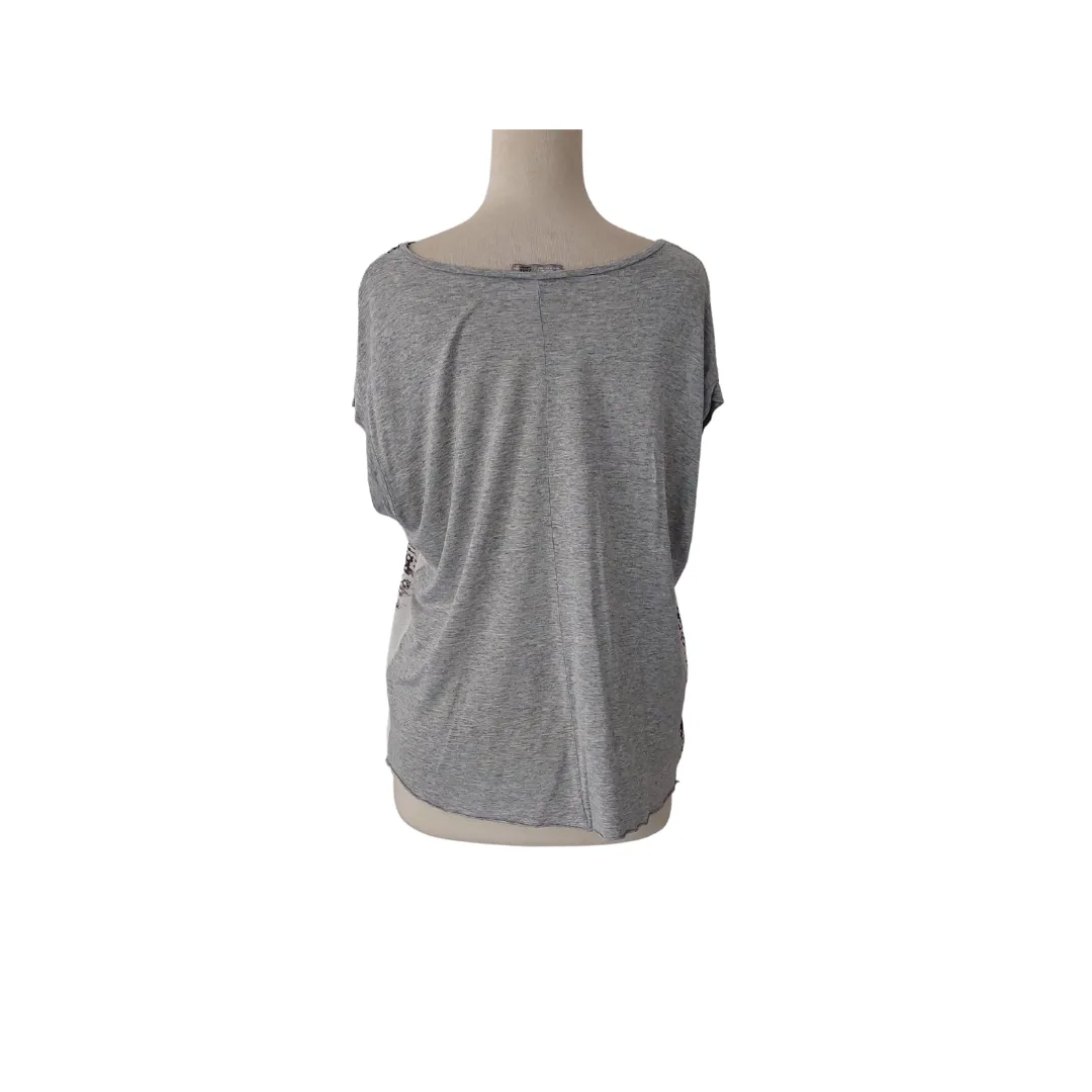 ZARA Light Grey Printed Cap Sleeves Top | Gently Used |