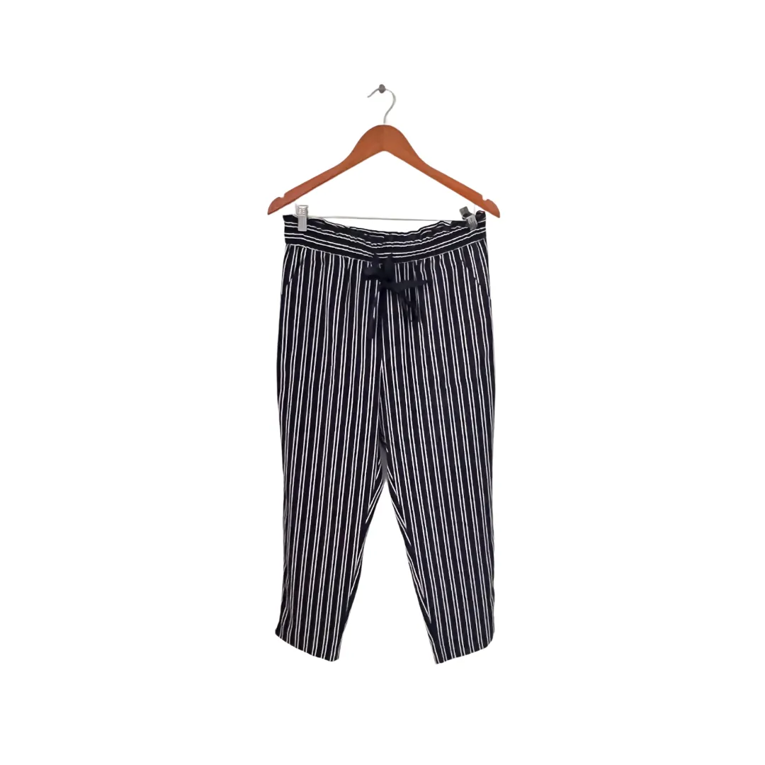 ZARA Navy & White Elastic-waist Pants | Gently Used |