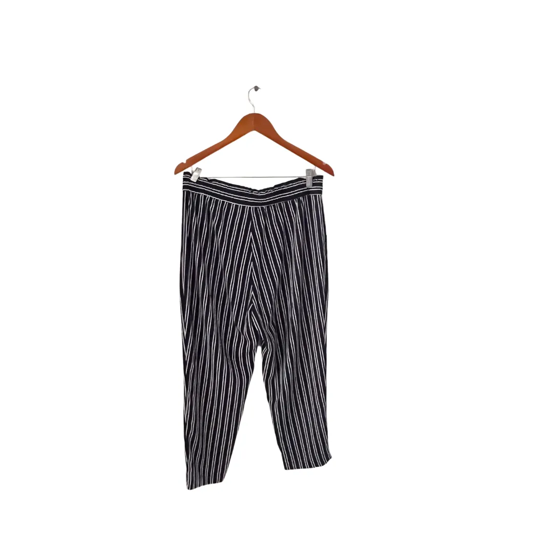 ZARA Navy & White Elastic-waist Pants | Gently Used |