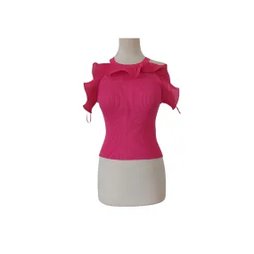 ZARA Pink Ribbed Sleeveless Ruffle Top | Brand New |